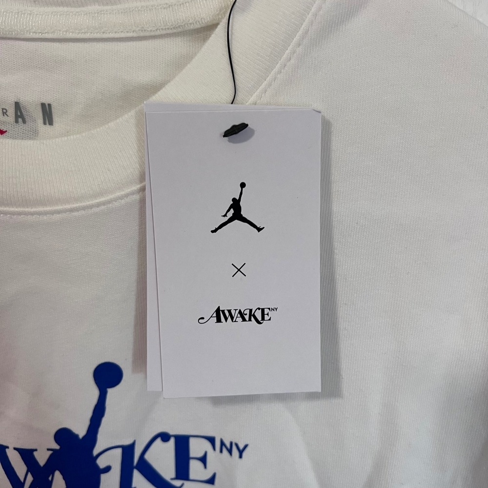 Jordan x Awake NY‎ Mens T-Shirt Sail Blue Jumpman Logo FV9913-133 Size M NEW - Picture 6 of 16